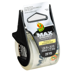Duck Max Strength Clear Packing Tape with Dispenser, 1.88" x 25 yd, 1 Roll
